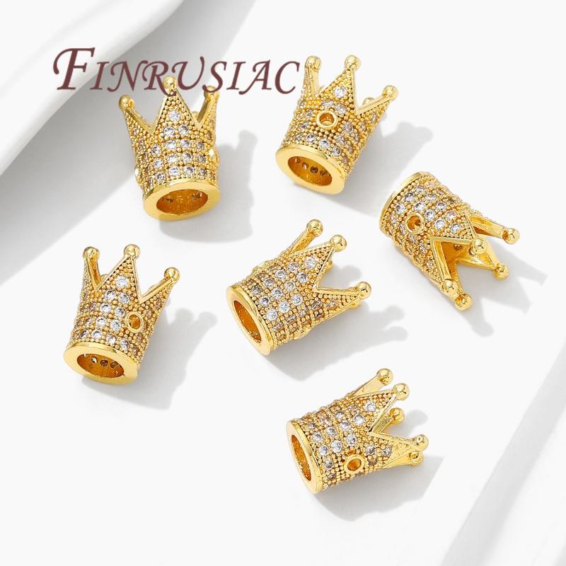 Loose Spacer Beads 18K Gold Plated 9mm Crown Beads For Jewelry Making DIY Bracelets Accessories,Separator For Beads
