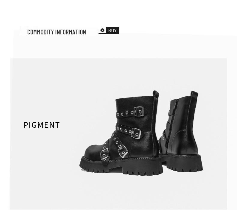 Men's European Square Toe Ankle Boots, Autumn/Winter Mid-Heel, Large Size Thick Sole Martin Boots