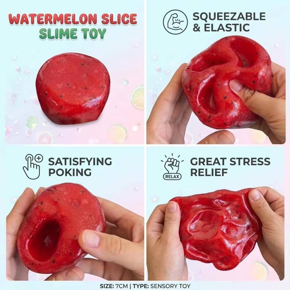 Handmade Watermelon Slushy Squishy Fidget Toy, Soft Slow Rebound Fruit Simulation Squeeze Toy, Stress & Anxiety Relief Gift