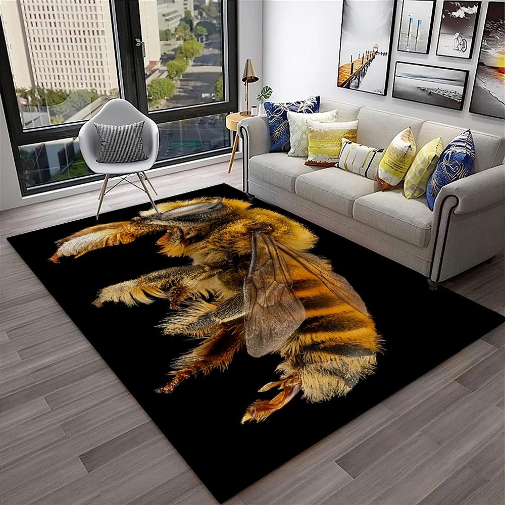 Cute Bee HoneyBee Insect Cartoon 3D Carpet Rug for Home Living Room Bedroom Sofa Doormat Decor,kids Area Rug Non-slip Floor Mat