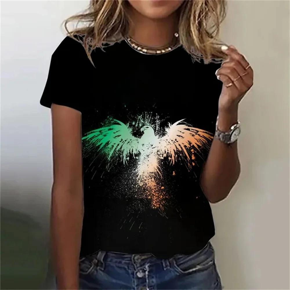 Nová trička řady Phoenix s 3D tiskem Dámská móda Tričko s krátkým rukávem s výstřihem do O Y2k Harajuku Oversized trička Topy Dámské oblečení