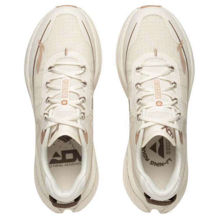 Li Ning De Lu Series Cushioning Slip Resistant Abrasion Resistant Rebound Low Top Running Shoes Women's Ecru ARNU010-2