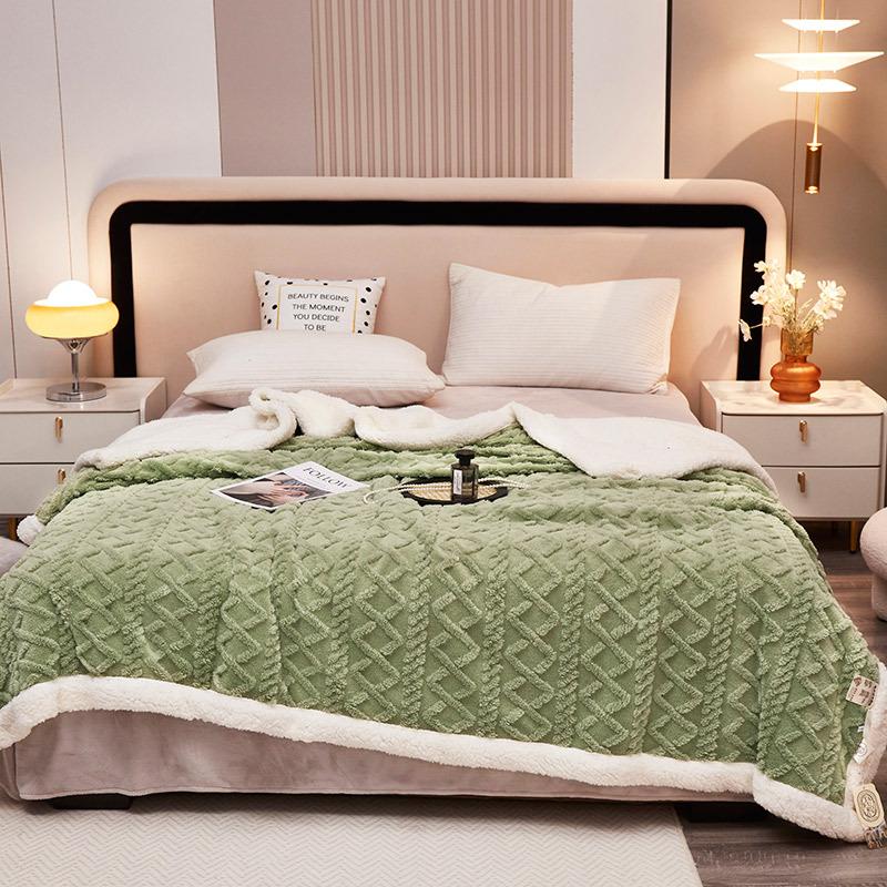 Thick Winter Blanket Throw Soft Warm Wool Blankets for Beds Plaid Taff Cashmere Lamb Thermal Quilt Bedspread