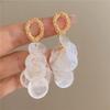 Round White Shell Tassel Earrings Women's Simple Fashion Stud Earrings High-end Personality Niche Earrings