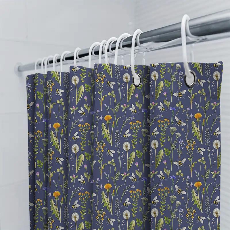 Blumen-Duschvorhang Botanisches Naturblumen-Pflanzenmuster Badezimmer-Dekor Vintage Bauernhaus Rustikal Heimtextil Waschbar