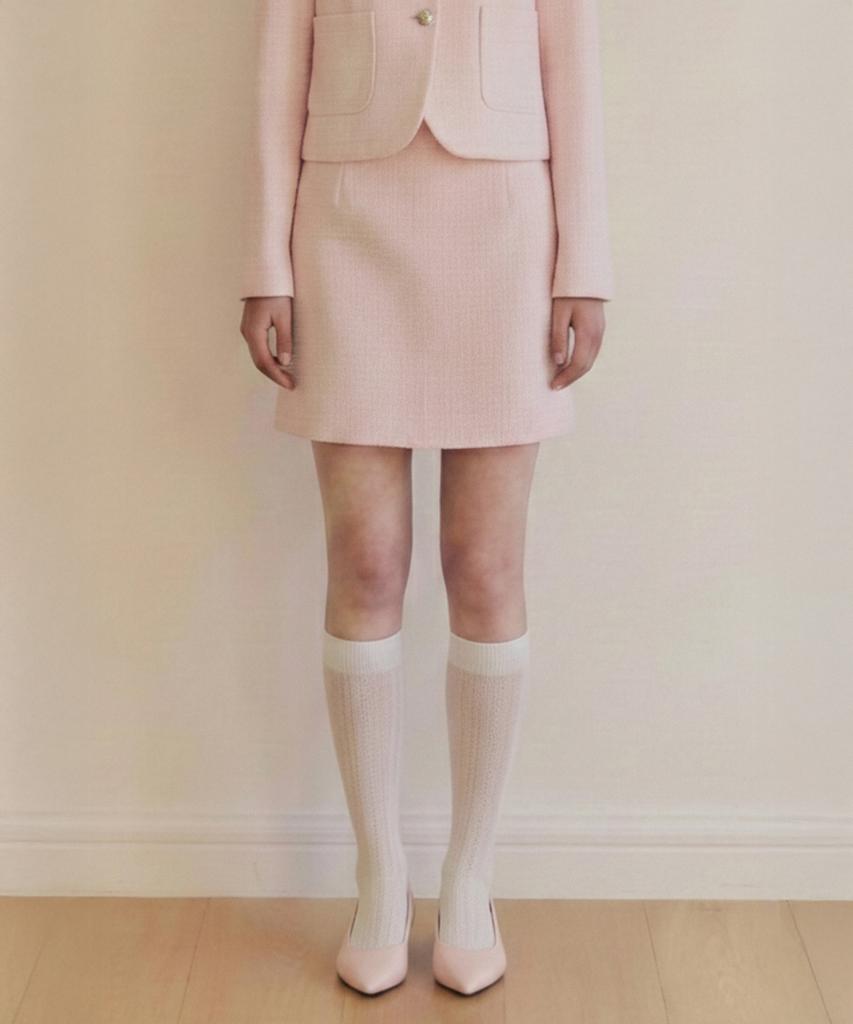 Zero Street [4 Colors] Creamy Tweed Skirt