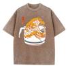 Retro T Shirt Vintage Washed  Cotton TShirt Japanese Style Wave  Graphic Tee Casual Streetwear Spring Summer