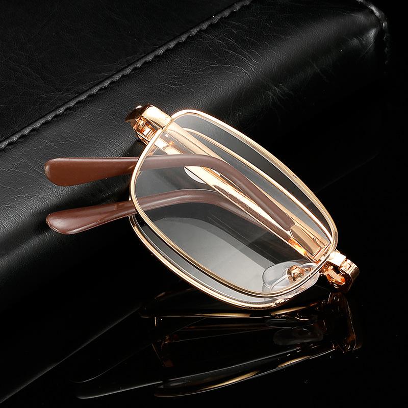 Fashionable Folding Square Reading Glasses for Men ladies Portable Eyeglasses with Case Eyewear Diopter +100 +150 +200 +250 +300 +350 +400