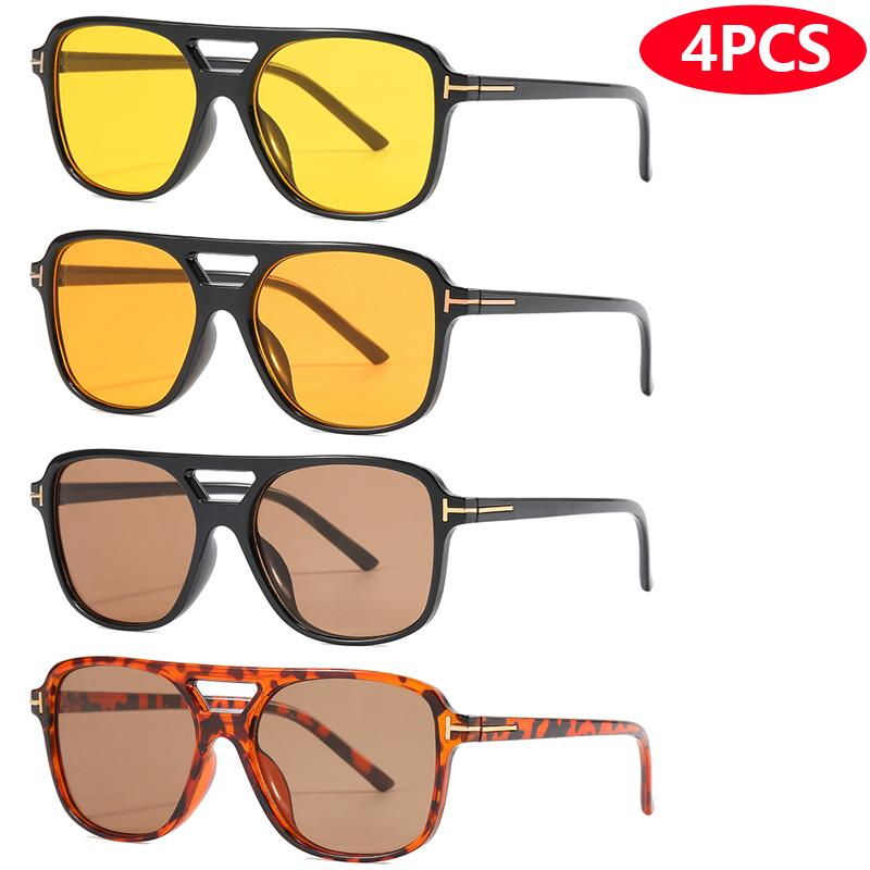 9pcs/4pcs Double Bridge Sun Eyeglasses Oversize Candy Color Goggles Women Classic Stylish Oval Shape Pilot Sunglasses UV400 Oculos Glasses De Sol