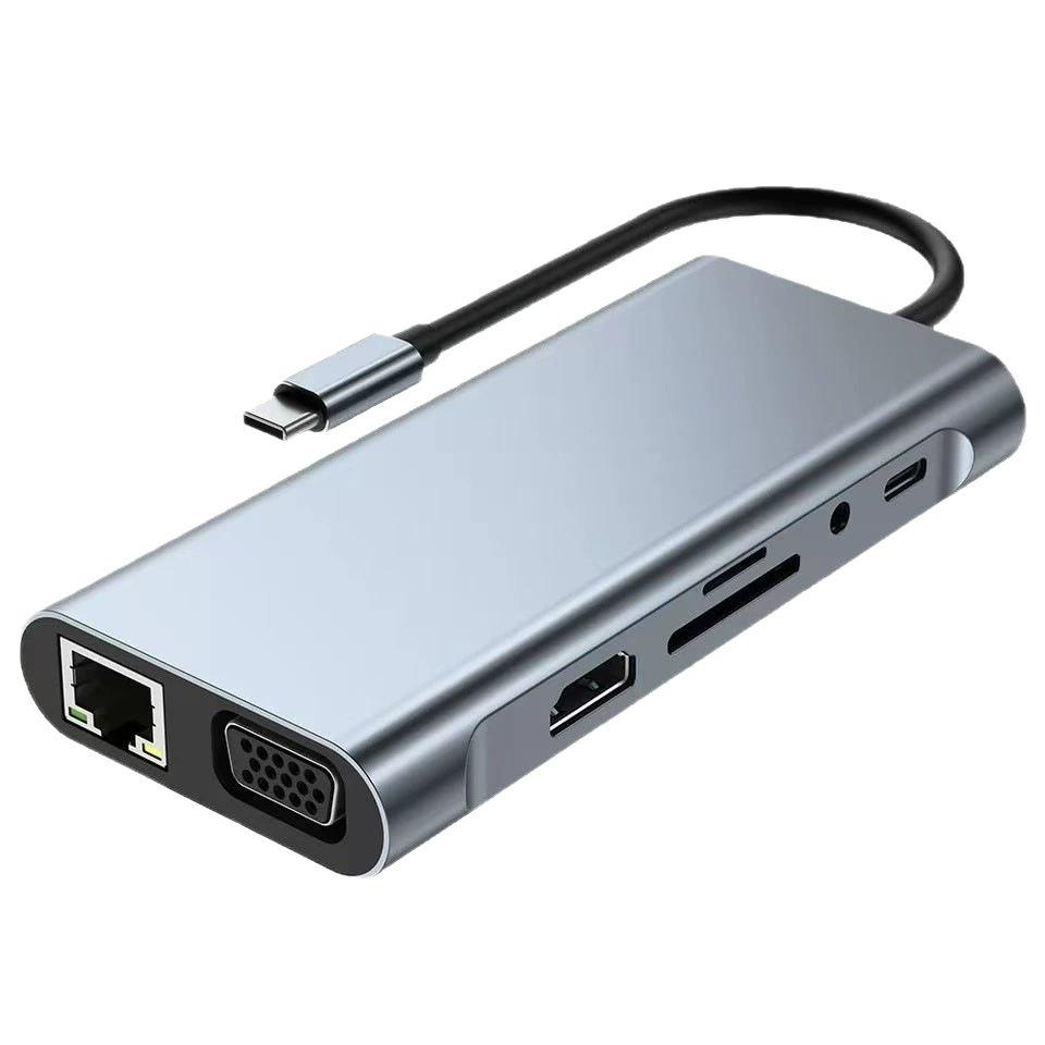 11-in-1 Type-C Docking Station: Multi-functional Laptop and Pad Hub with Network Card Converter