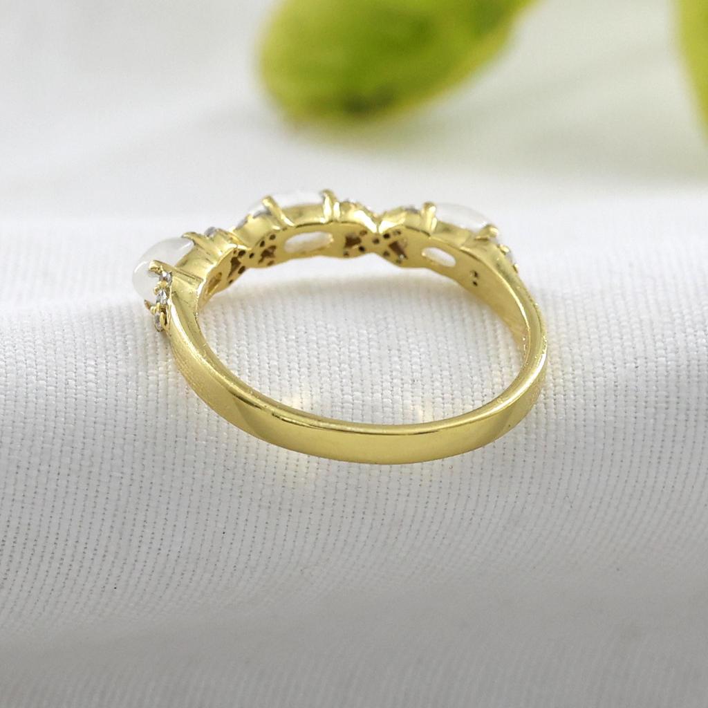 Vergoldeter Mondsteinring, Geburtsstein Schmuck, 925 Sterling Silber, Geschenk für Sie, Zarter Damenschmuck, Vergoldeter Ring