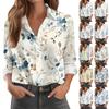 Women's Long Sleeve Button Down Shirt with Colorful Floral Print, Casual Loose Fit Lightweight Blouse for Spring Summer