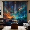 Set Of 2 Hd Scenery Under Stars Decorative Curtain Black Tie Digital Printed Home Decoration Style Liv Polyester