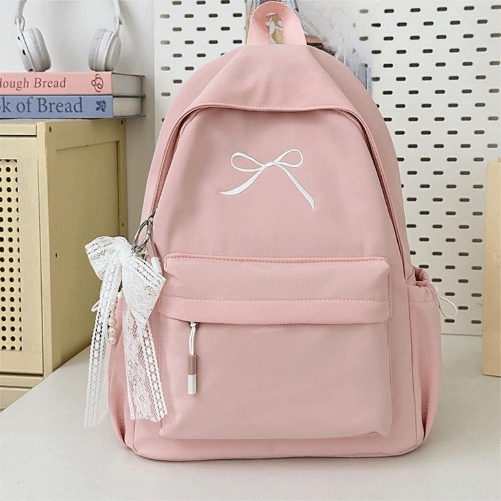 Bow Embroidered Mochila Portable Bag Large Capacity Mochilas Mujer Lightweight Travel Bolsas Bags for Woman Students Backpack