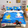 Surfing Cats Cartoon Pattern Bedding Duvet Cover Set Duvet Cover Pillowcases  (1*Duvet Cover 2*Pillowcases, Without Duvet Insert)