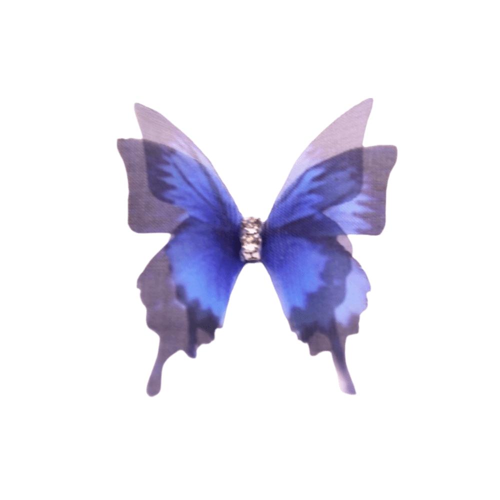 50Pcs 3D Organza Fabric Butterfly Appliques Colorful Rhinestone Simulation Mesh Butterfly Patch Double-layer Translucent