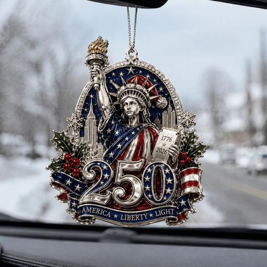 Holiday Gift for Family Friends 250 Anniversary USA Christmas Ornament, United States 1776-2026 250th Commemorative Patriotic Keepsake, Acrylic