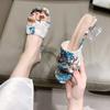 Hoge hak coole slippers zomer uit één band nieuwe Chinese stijl met rok kristal hoge hakken