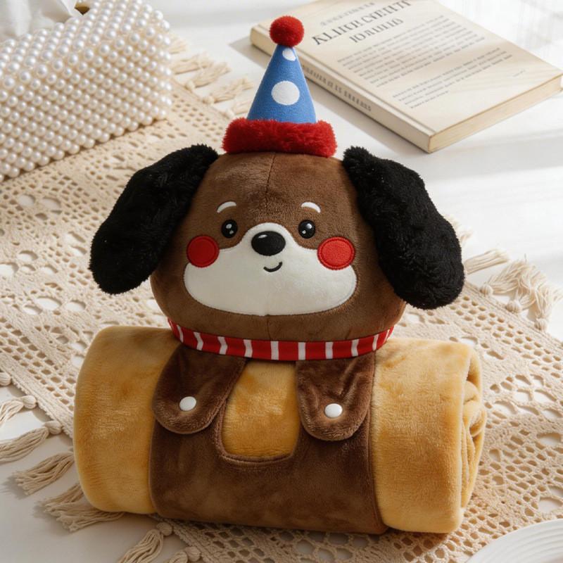 Cartoon Sheep Cat Dog Animals Nap Blanket With Plush Cover For Office Rest And Dorm Use