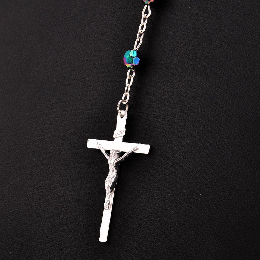 Fashion Crucifix Charm Virgin Mary Pendant Rosary Beads Chain Cross Necklace Jesus