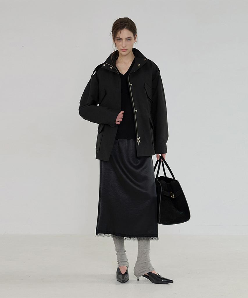 Kwinseulaebis Spitzen Satin Spitze Midi Rock