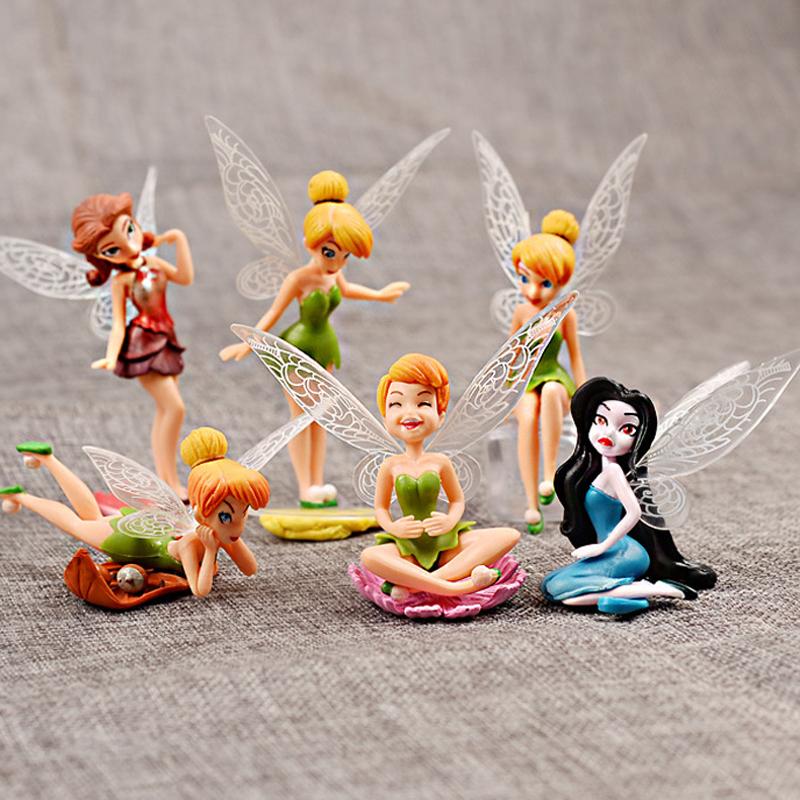 New 6Pcs/Set Anime Tinkerbell Fairy Tales Girls Tinker Bell Pvc Action Figures Toys Desktop Decoration Valentine'S Gift