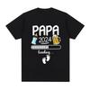 Papa 2024 T-Shirt Lustig Zukünftiger Vater Bierliebhaber Geschenk T-Shirt Herren Damen Kleidung Unisex Rundhals Oversize T-Shirts