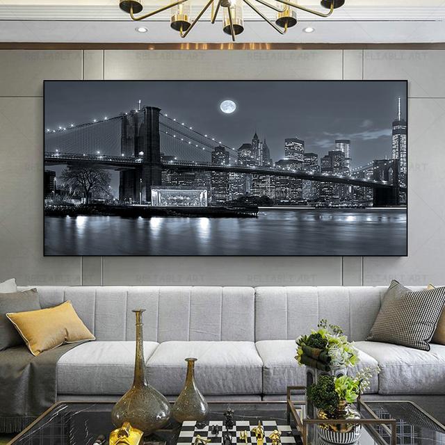 Big Size Retro Tower Bridge Canvas Painting Vintage France City View Wall Pictures Landscape Posters for Living Room Decoration