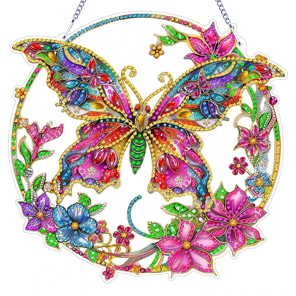 Pendentifs de Fenêtre en PET Double Face Forme Spéciale Animal Mignon Strass Diamant Art Peinture Diamant Ornement Suspendu pour Adultes