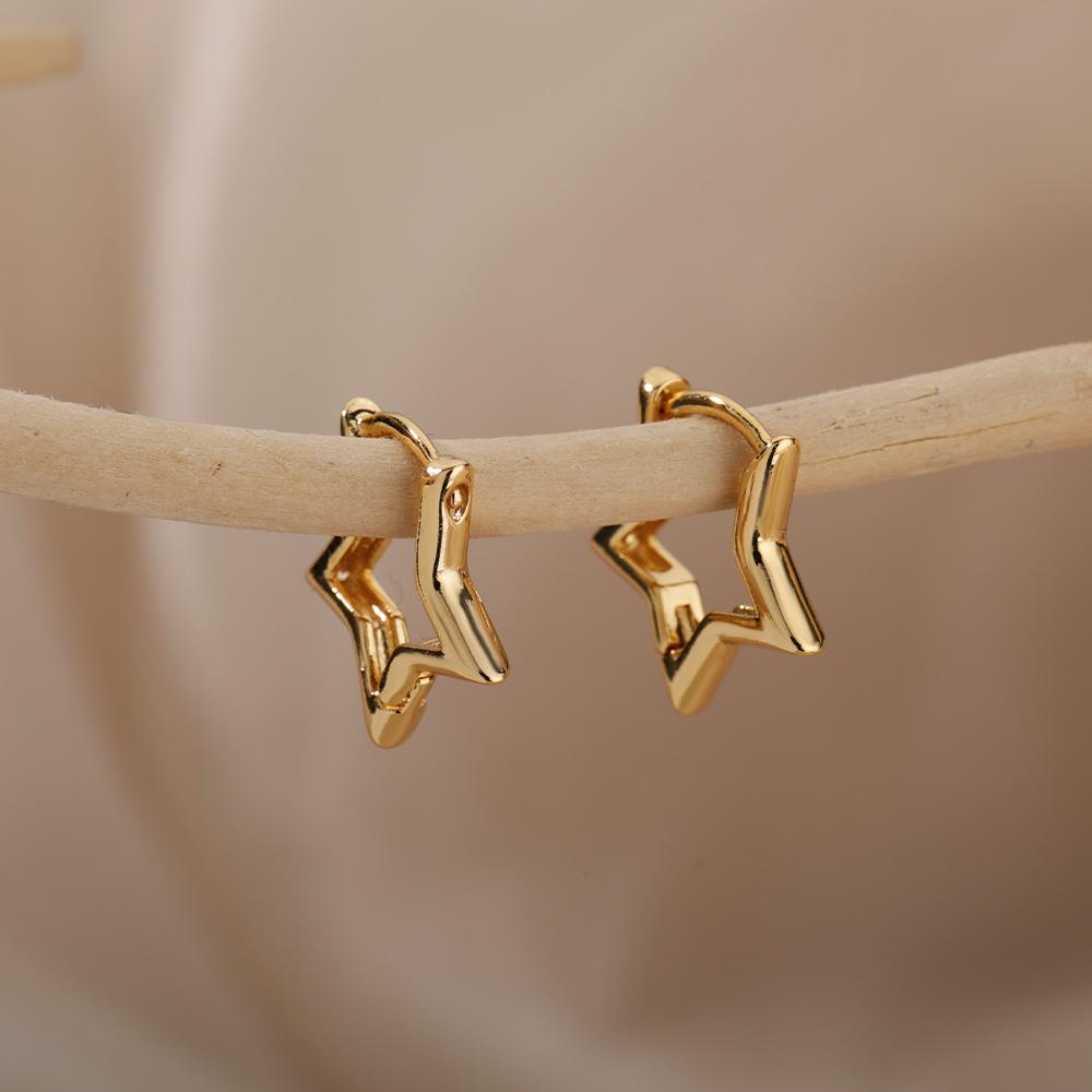 Luxury Star Pendientes Earrings For Women Girl Stainless Steel Minimalist Hoop Piercing New In Y2k Jewelry Aretes De Mujer