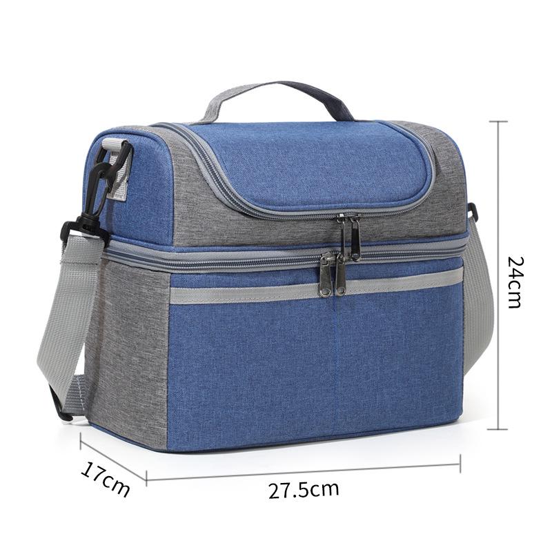 Double-Layer Insulated Lunch Bag - Solid Color, Crossbody Handbag, Portable Lunch Box