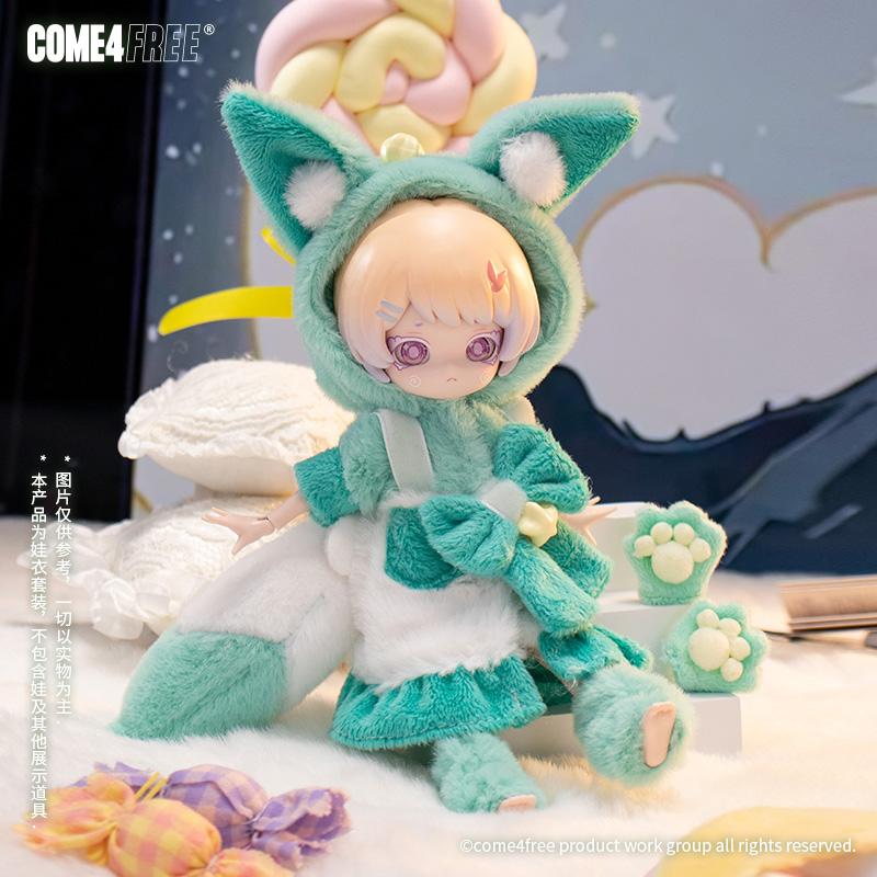 COME4FREE BJD Doll Clothes 1/12 Scale Fantasy Town Series Soft Fox Dress Outfit for OB11 Doll Clothes