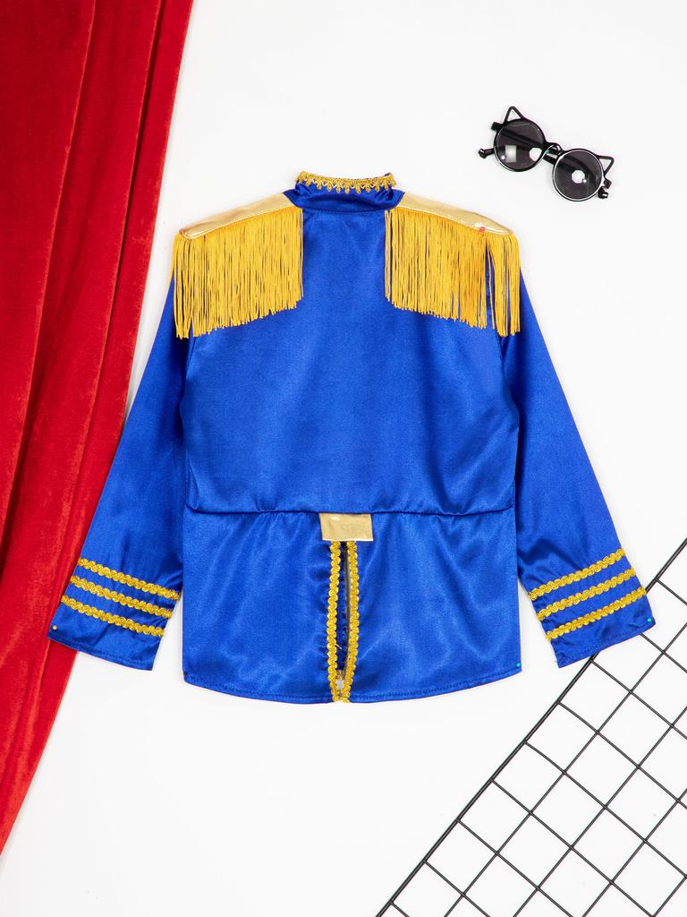 Kids Girls Boys Gold Tassel Decoration Rock Band Musician Cosplay Jacket Coat Performance Costume Vintage Dress Up Party