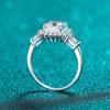 18k Vergulde 2ct Asscher Geslepen Moissanite Ring voor Dames Luxe Bruids Trouwring S925 Sterling Zilver Huwelijksringen GRA