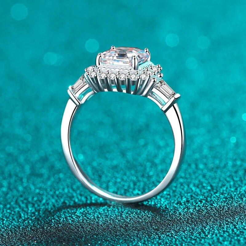 18k Vergulde 2ct Asscher Geslepen Moissanite Ring voor Dames Luxe Bruids Trouwring S925 Sterling Zilver Huwelijksringen GRA