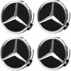 4 Stück Radnabenkappen für Mercedes Benz, 75mm/2.95inch ABS Auto Radnabenkappen Nabenabdeckung (schwarz)