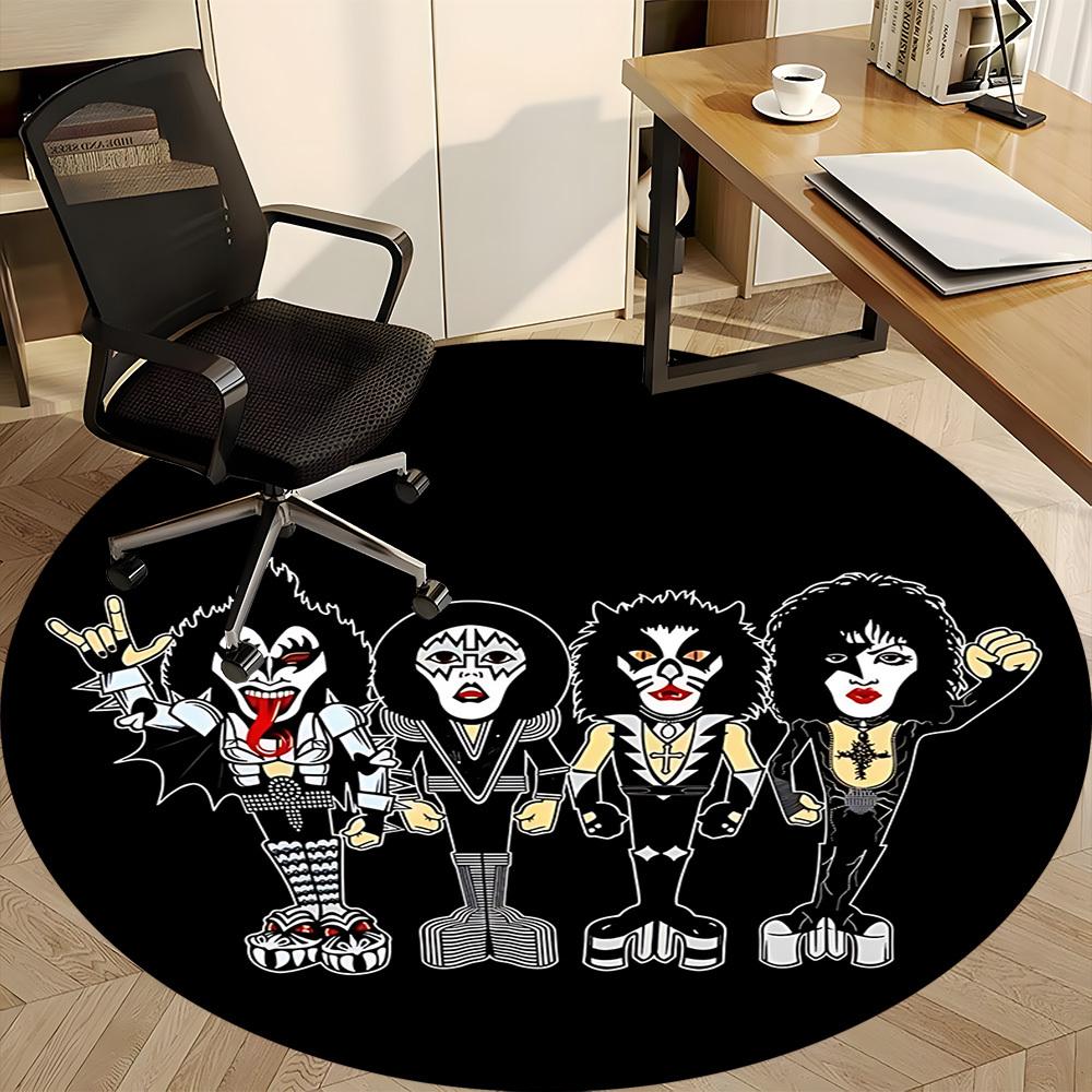 1PC KISS Band Office Round Rug Perfect for Office Non-Slip Backing, Decorative Floor Mat Yy250916070