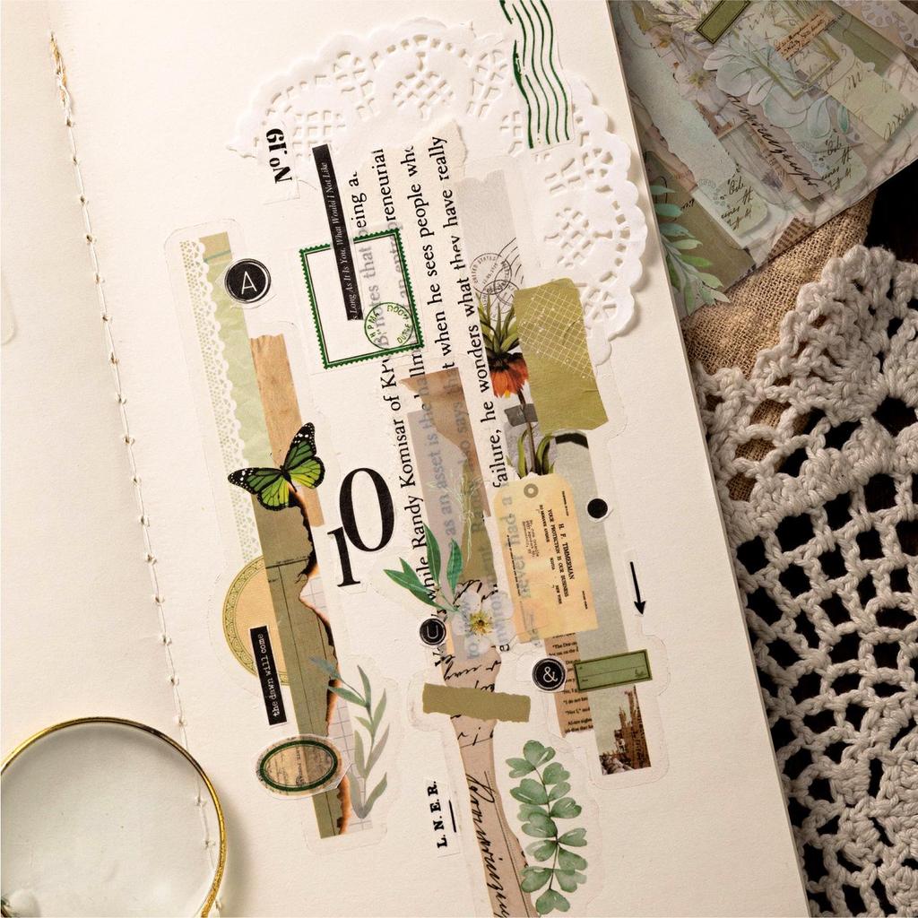 Momo PET Pack d'autocollants Collage Rétro: 20 Feuilles, 6 Motifs pour Journaux et Décoration DIY
