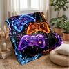 Glowing Game Controllers Theme Blanket Lightweight Warm Flannel Blanket Decorative Throw Blanket for Home Decoration