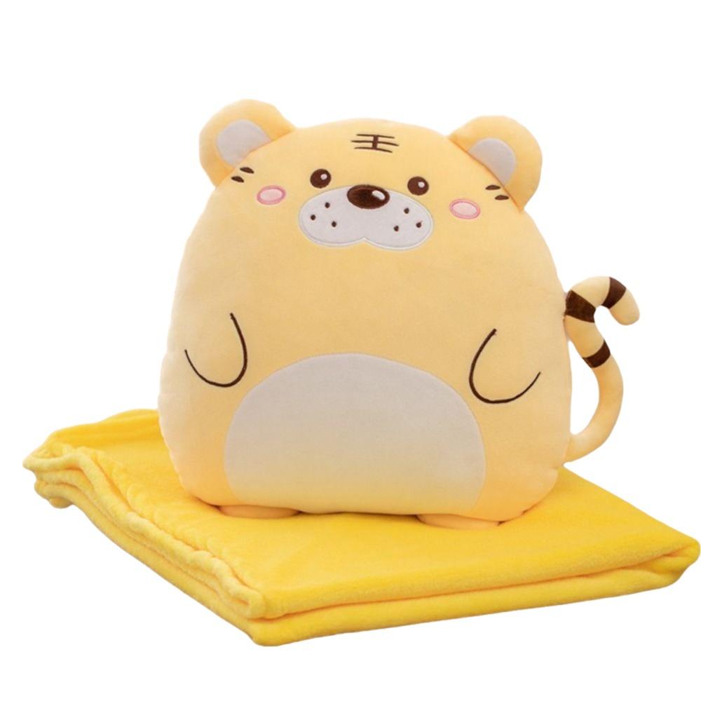 Multfunctional Flannel Cartoon Pillow Quilt Soft Comfortable Animal Pillow Blanket Stuffed Storage Design Nap Blanket Office