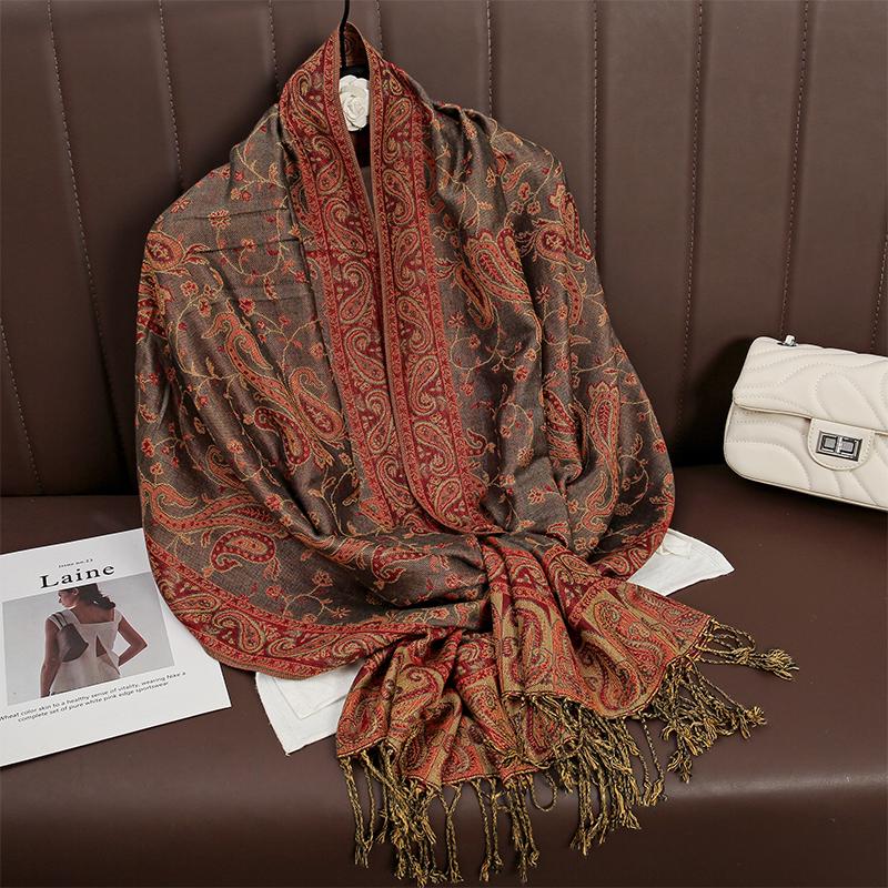 24Color Luxury Bohemian Style Shawl Women Scarf Jacquard Paisley Pattern Designer Lady Muslim Hijab Pashmina