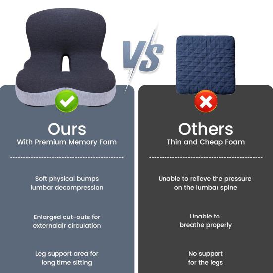 Memory Foam Seat Cushion Ergonomic Driver Cushion with Center Hole Back Support Car Seat Cushion for Buttocks Lumbar Support Office Chair Wheelchair