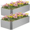 2 Pcs 8 X 3 FT Galvanized Steel Raised Garden Bed Deep Outdoor Planter Box for Root Vegetables Herbs Flowers Easy DIY Home Gard