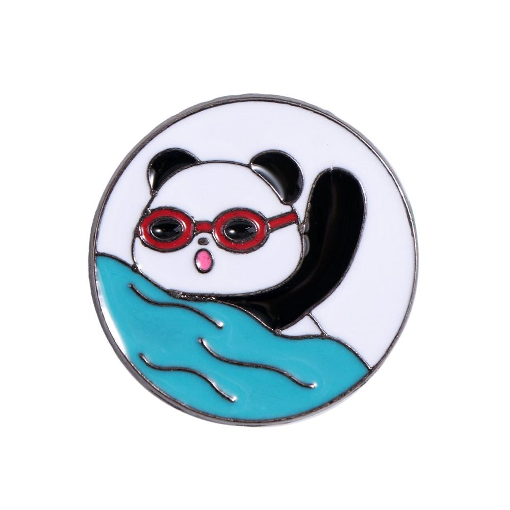 Zinc Alloy Panda Athlete Enamel Pins Trinket Jewelry Panda Skateboard Brooch Personality Ins Giant Panda Shape Badge Hat Badge