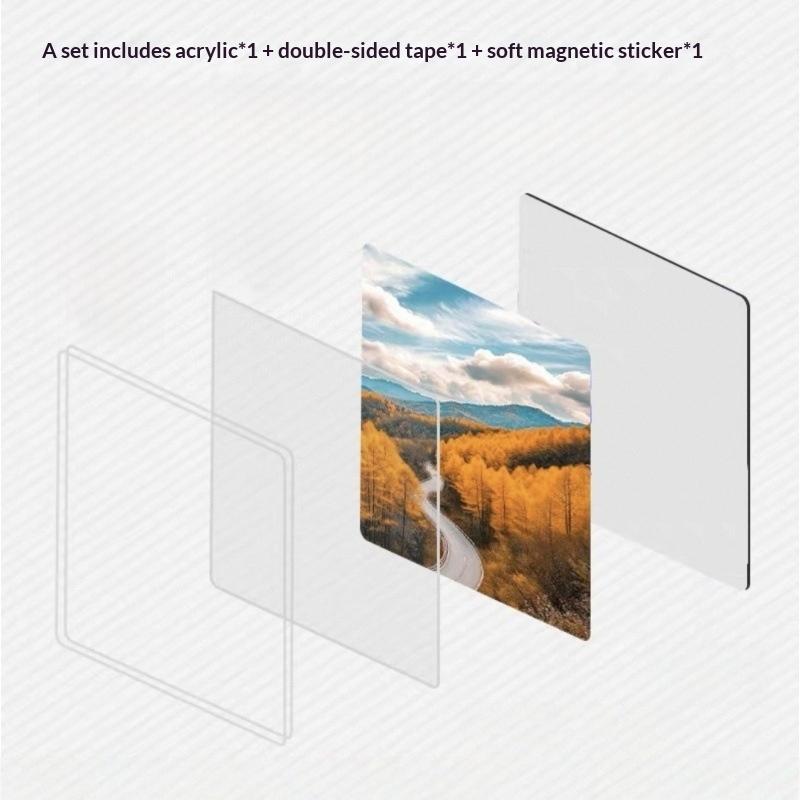 10Pcs High Transparent Acrylic Square Round With Magnetic Sheet Material Package Home Decor Diy Refrigerator Magnet