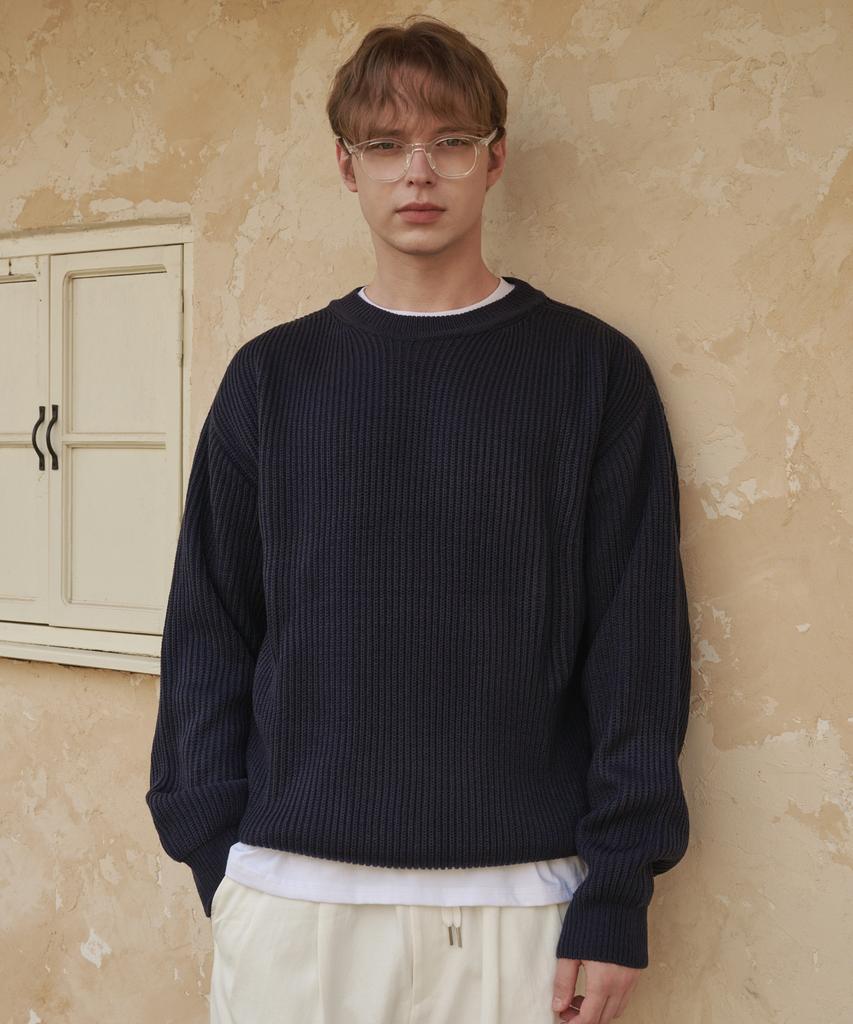ESN Essential Round Neck Oversized Knit Navy