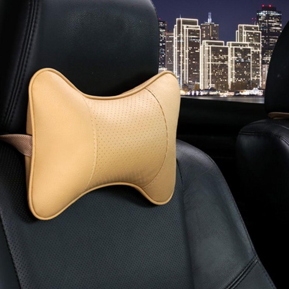 New Bone Cotton Leather Car Seat Headrest Restraint Cushion Pad Head Neck Rest Pillow