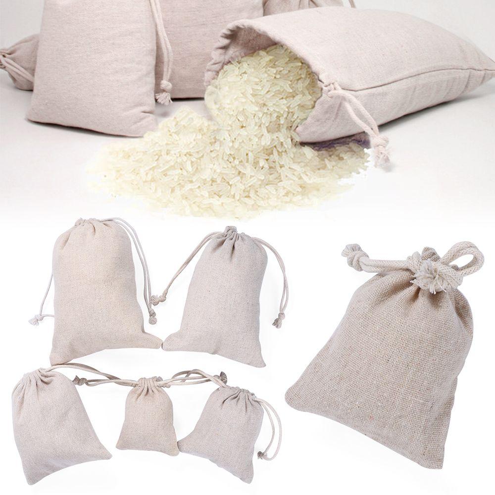Home Decor Cotton Plain Food Storage Jute Gift Bags Candy Organizer Wedding Favor Drawstring Pouch