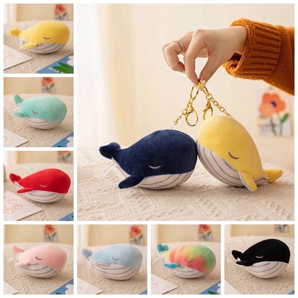 Fluffy Plush Whale Keychain Simulation Whale Plush Toy Animal Whale Small Pendant Home Decor