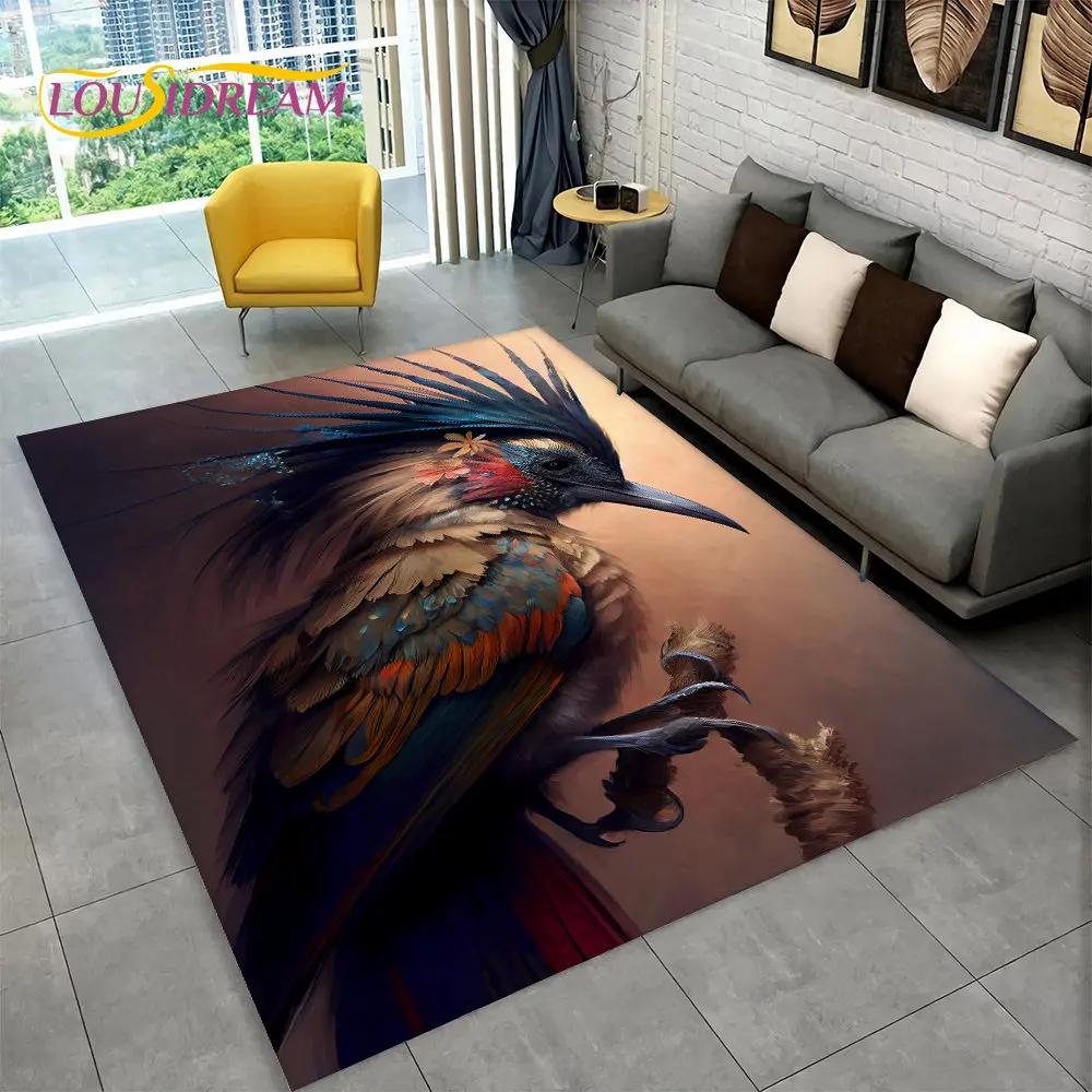 Exquisiter 3D-Teppich mit Vogel- und Blumenmotiv, Teppich für Zuhause, Wohnzimmer, Schlafzimmer, Sofa, Fußmatte, Küchendekoration, rutschfeste Bodenmatte